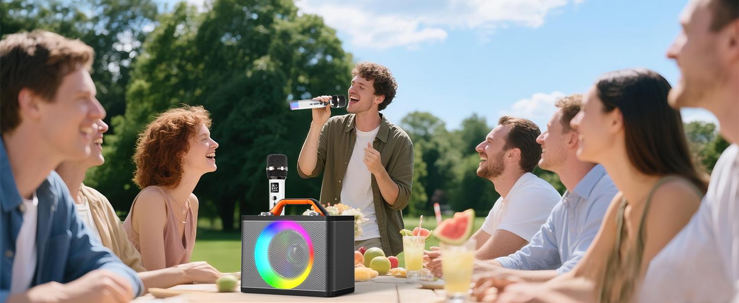 Wireless Microphones, Micorphone with One-to-One Chip Connection and LED Lights, 40H Duration, 200FT Range Receiving, Volume Control Karaoke Micorphone for Singing, Speech, Home Party, YouTube/Tiktok