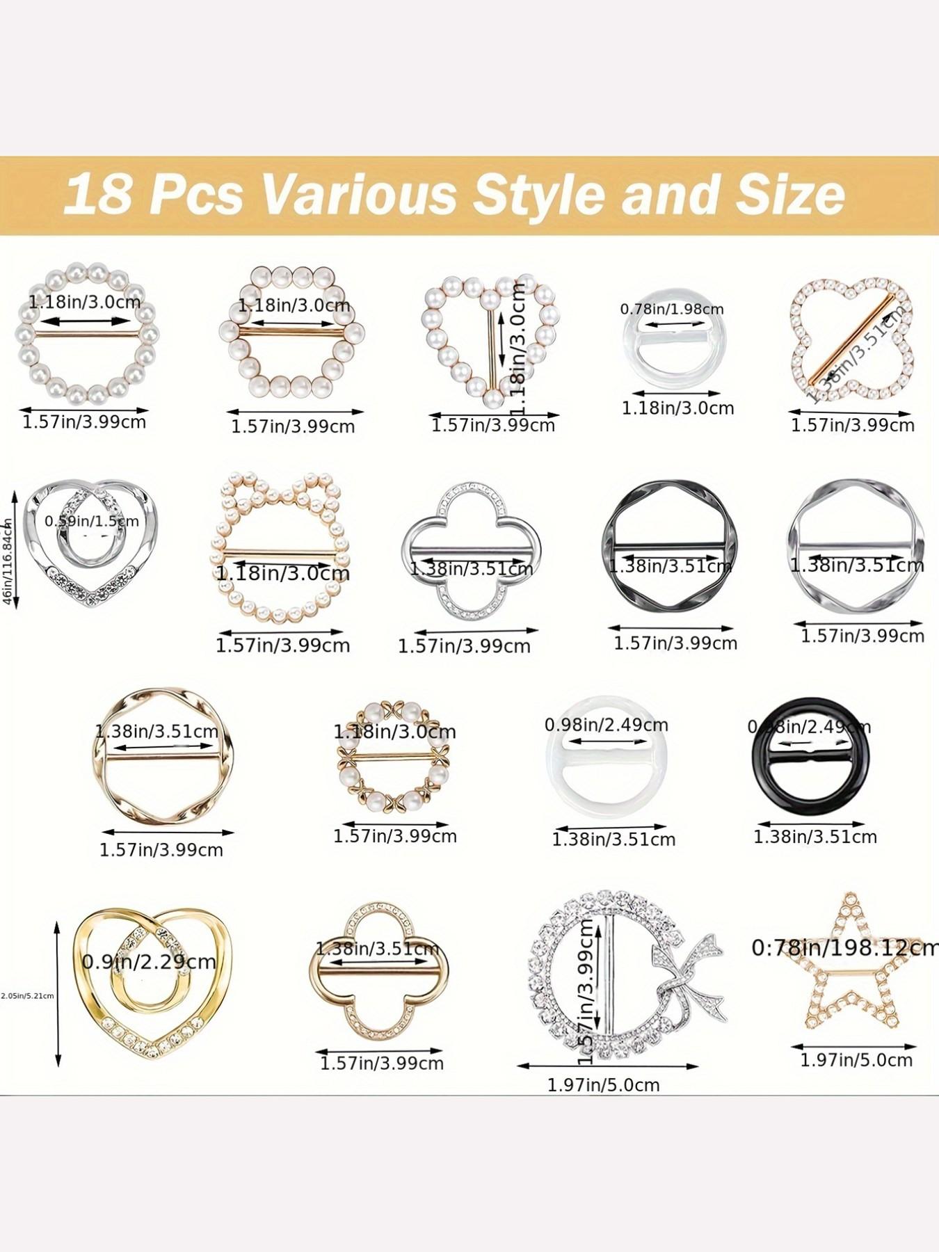 18pcs Artificial Pearl Button Clips, Hollow Heart Brooches, DIY Fashion Accessories, Coat & Sweater Pins, 18 Pieces Set