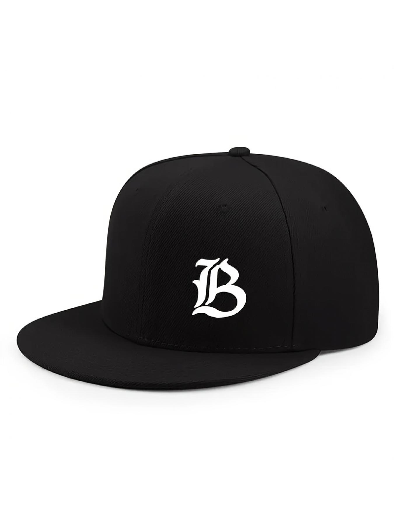 Woven Fabric.Urban Streetwear Baseball Cap for Men & Women - Flat-Brimmed Sun Hat with Bold 'B' Logo