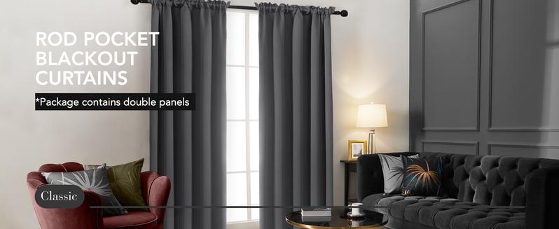 Deconovo Rod Pocket Curtains (2 Panels, 85%-95% Light Blocking) – Thermal Insulated & Soundproof Drapes for Living Room, Bedroom & Home Office