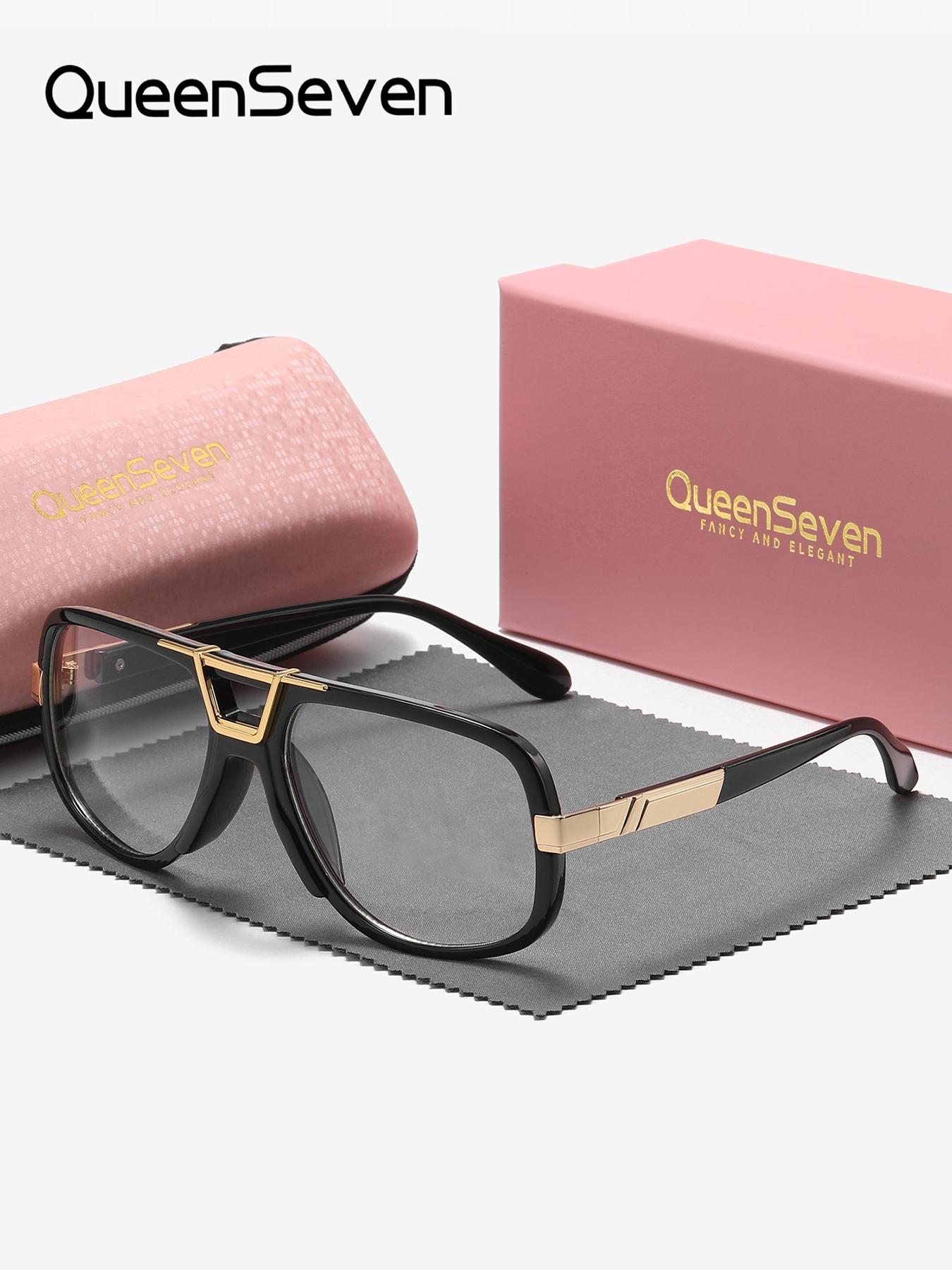 QueenSeven 1 Piece Unisex Exceptional Quality Full Frame Plano Glasses Easy To Wear Rectangular Frame Plano Glasses