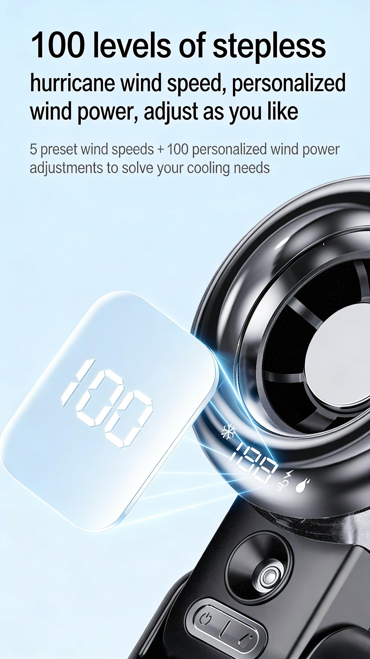 TADEKERU Mist Cooling Mini Fan Portable Handheld Turbo Fan Ice-Cooling 3600mAh Battery Operated 6 Hours 100 Gear Speed Foldable for Summer Travel Vacation Essentials Outdoor Activities Beach Indoor Use Office Desk Usage