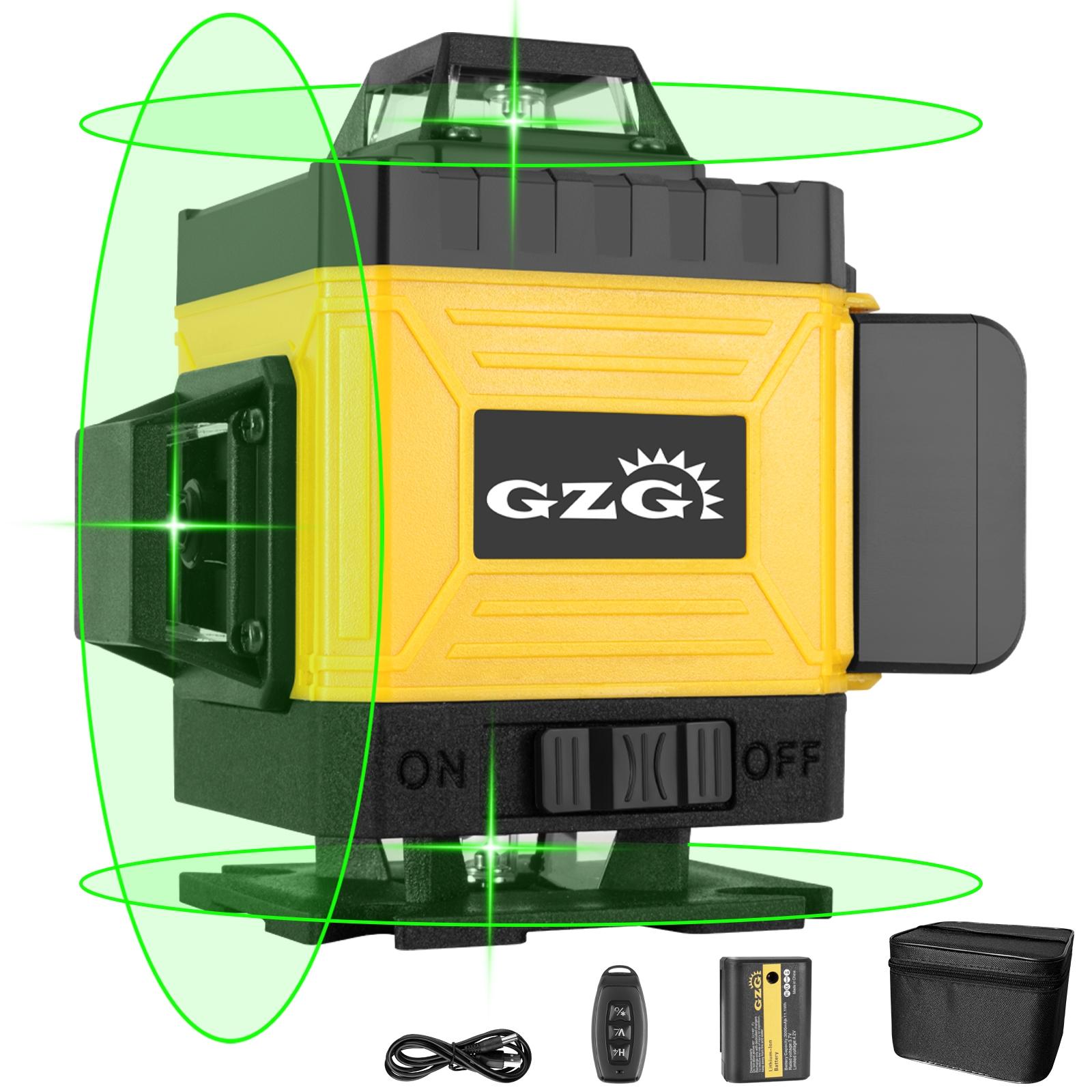 GZG 4D 16 Lines Laser Level, Auto-leveling Laser, Automatic Laser Level, Self-Leveling 360 Laser Level with Remote Control, Professional Laser Level Tool