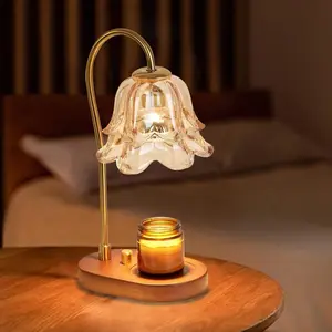 Luxury Bellflower Wax Melter Lamp Vintage Aromatherapy Bedside Decorative Night Light for Bedroom French Retro Home Decor Scented Candle Warmer Without Fire