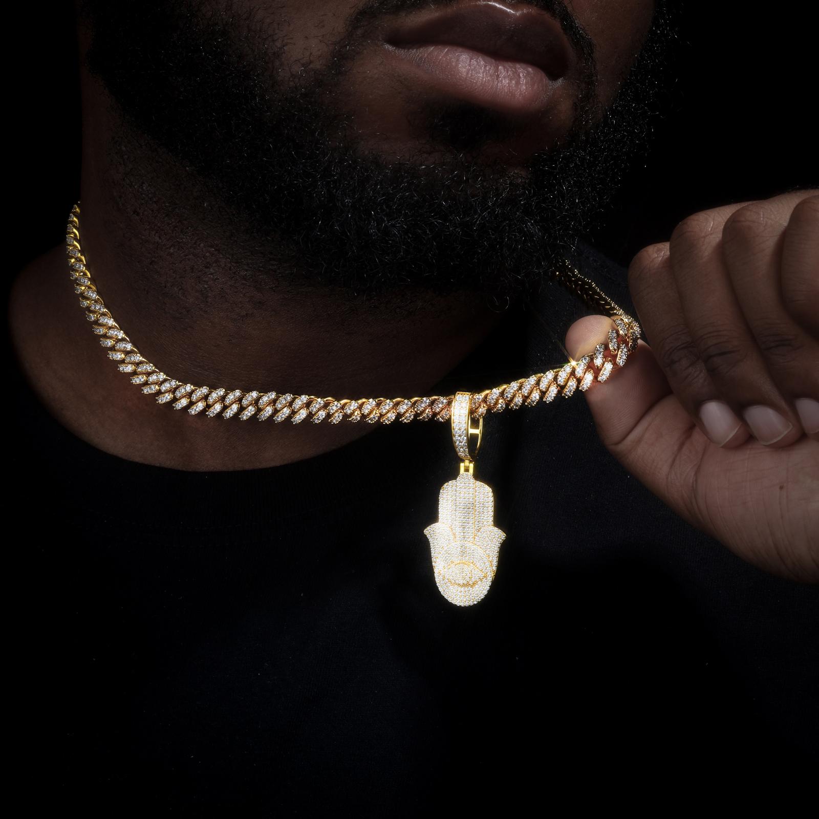 【#P514】UCCIYO 18k Gold-Plated Lab-Created Moissanite S925 Sterling Silver Synthetic Moissanite Pendant Necklace for Women Men Hip Hop Jewelry Gift