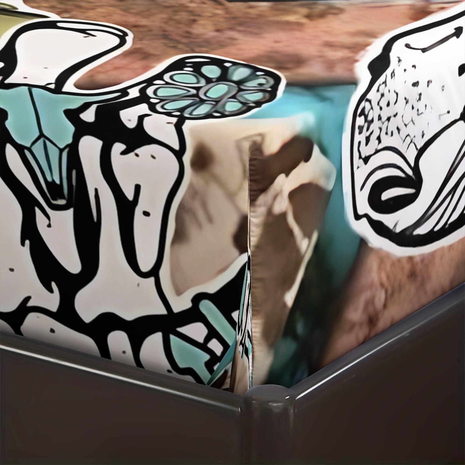 Western Retro Style Patchwork Letter C 3pcs Fitted Sheet Set,Featuring Bull Head, Sunflower,Leopard Print, Cow Print,Abstract Floral Elements Bedding Set,Comfortable Fiber Bed Cover,Perfect  Forclassic Retro  Decor!Includes 2 Pillowcases,No Pillow Core.