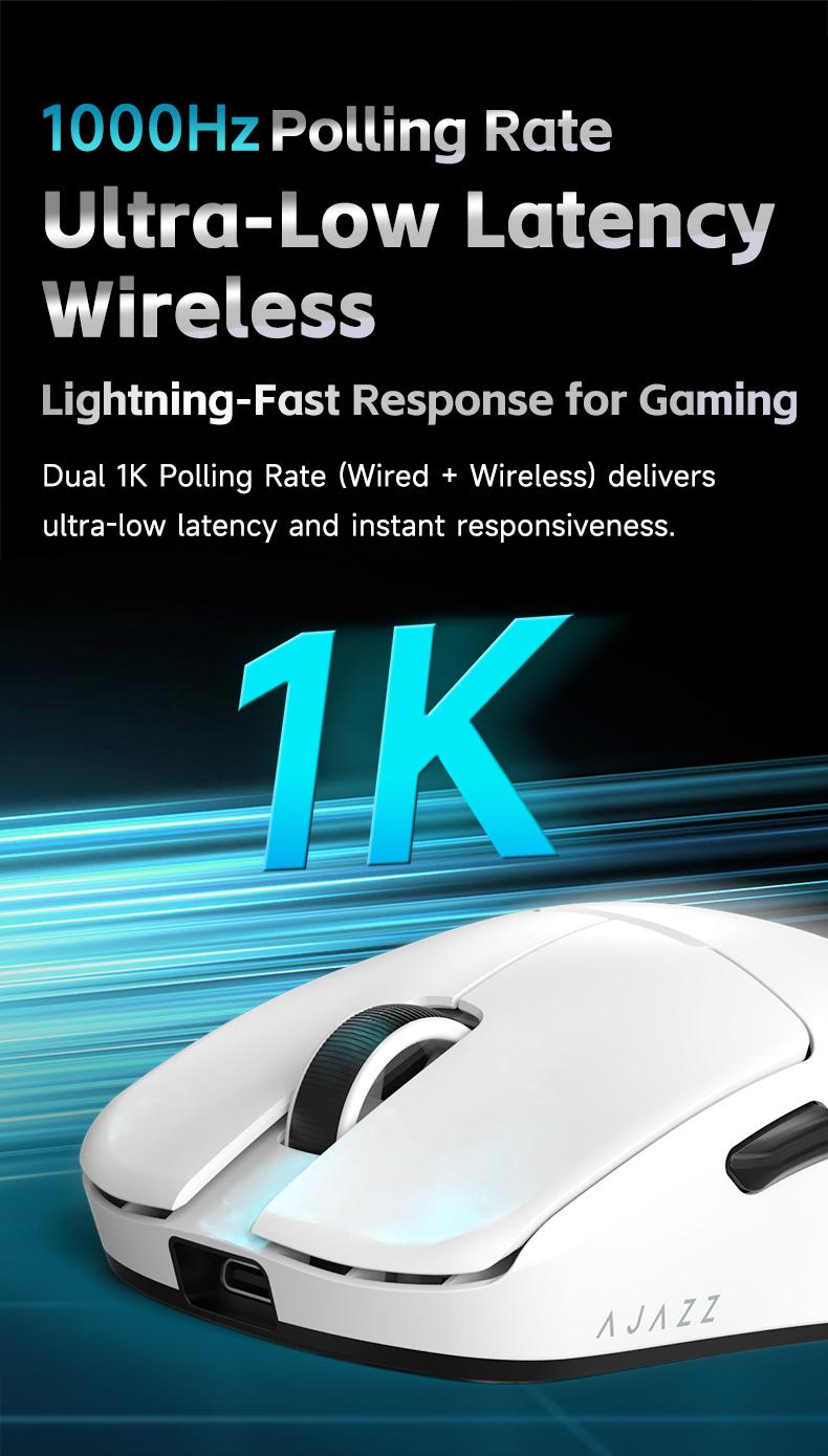 AJAZZ AJ159 V2 MC wireless game mouse battery replacement design the third mock examination computer office mouse PAW3311 sensor professional competitive driving game mouse DPI24000 supports multiple systems for games and office