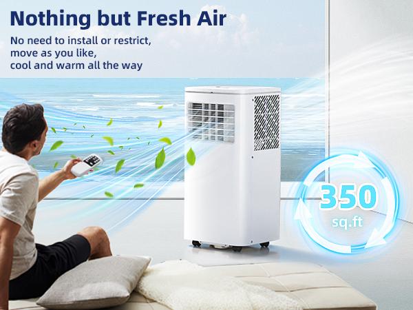 【TikTokShopSpringGlowUp】Antarctic Star Portable Air Conditioner 8000 BTU (ASHRAE), Remote Control, Fan Mode, Cools 250sq.ft, 24 Hour Timer, Quiet Operation, 2 Fan Speed for Bedroom Office Home Dorm.smartliving