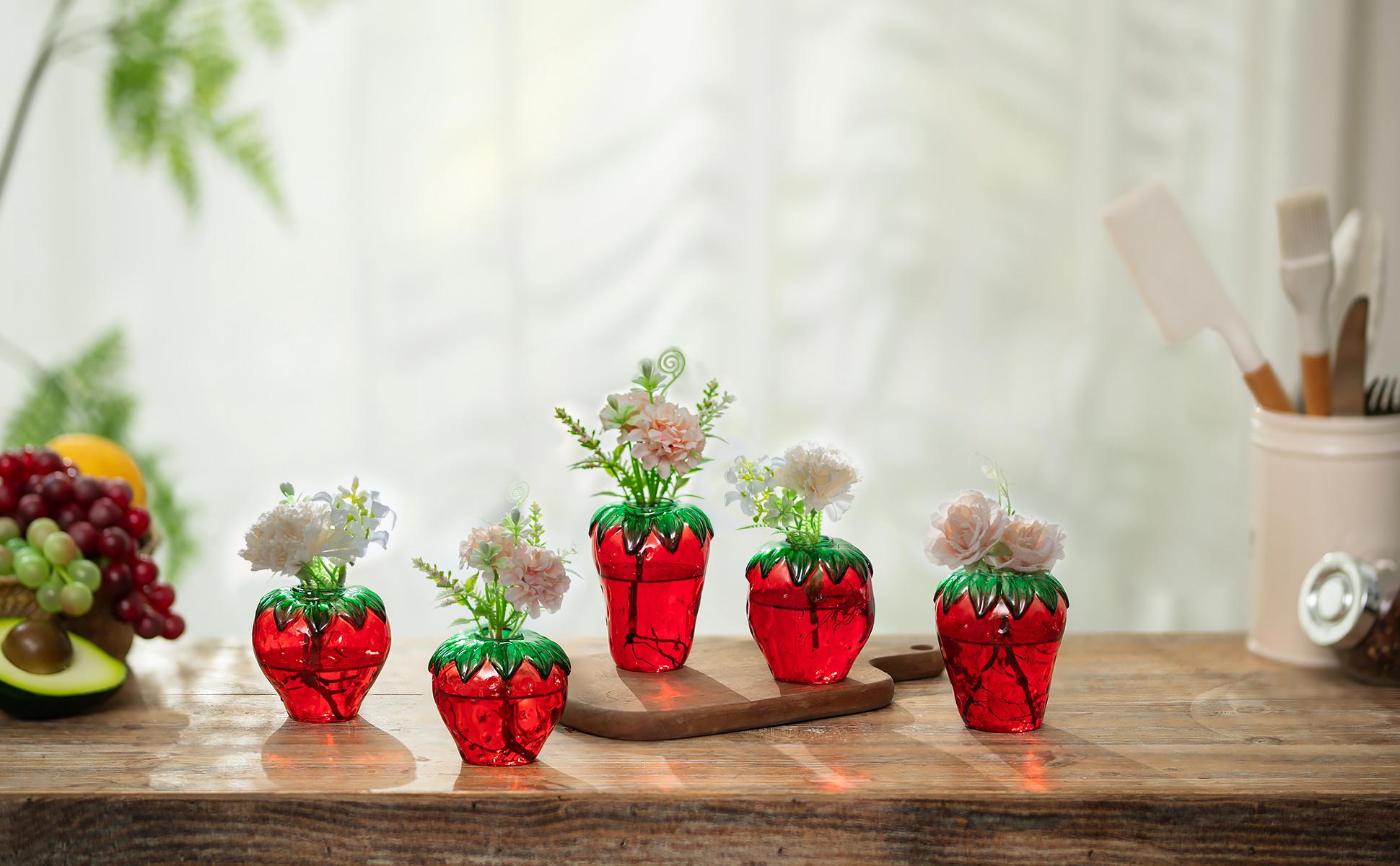 Cute Strawberry Vase for Flowers: Unique Plant Propagation for Home Kitchen Bathroom Office Housewarming Valentine's gift Galentine Party Centerpieces