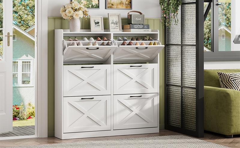 Vabches Large Shoe Storage Cabinet with 6 Flip Drawers, Freestanding Shoe Organizer with Metal Handles for Entryway, Narrow Shoe Rack Cabinet Vabches Large Shoe Storage Cabinet with 6 Flip Drawers, Freestanding Shoe Organizer with Metal Handles for Entryway, Narrow Shoe Rack Cabinet