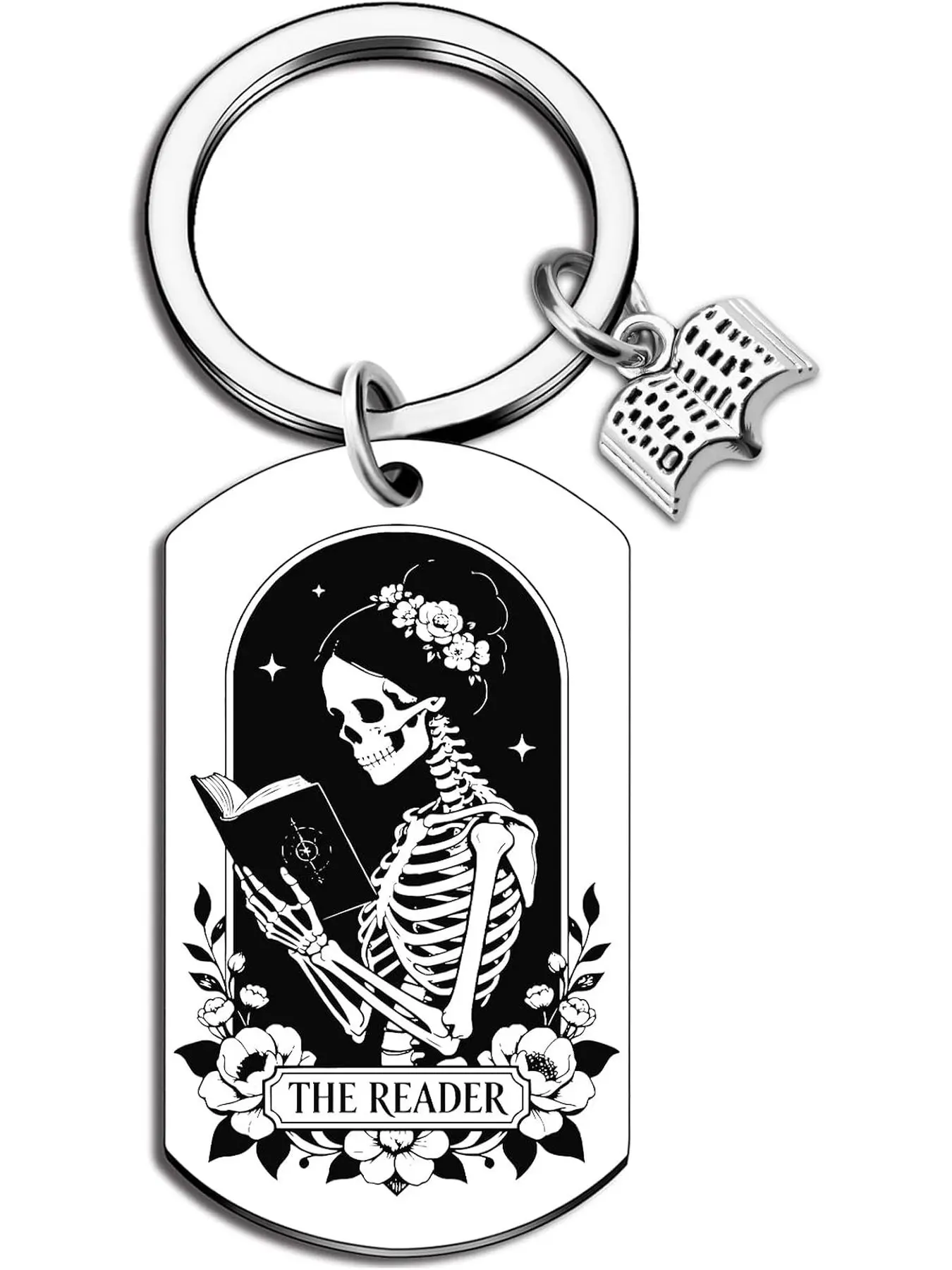 Book Lover Gifts for Women Halloween Reader Keychain Spooky Skull Ghost | Book Accessories Smutty Bookworm Gift Bookish Gifts for Women Fun Halloween Books Club Presents