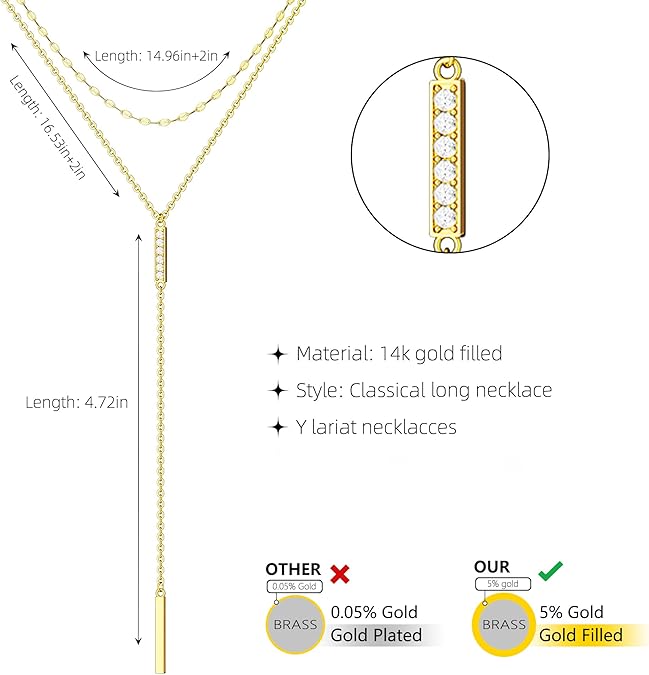 Tewiky Lariat 14K Gold Plated Necklace for Women, Dainty Y Necklace Trendy Long Copper Necklaces 14K Gold Plated Layered Y-Shaped Zircon Pendant Necklace CZ Beaded Infinity Chain Drop Necklaces Simple Gold Jewelry Gift For Valentine's Day gifts Tewiky Lariat 14K Gold Plated Necklace for Women, Dainty Y Necklace Trendy Long Copper Necklaces 14K Gold Plated Layered Y-Shaped Zircon Pendant Necklace CZ Beaded Infinity Chain Drop Necklaces Simple Gold Jewelry Gift For Valentine's Day gifts