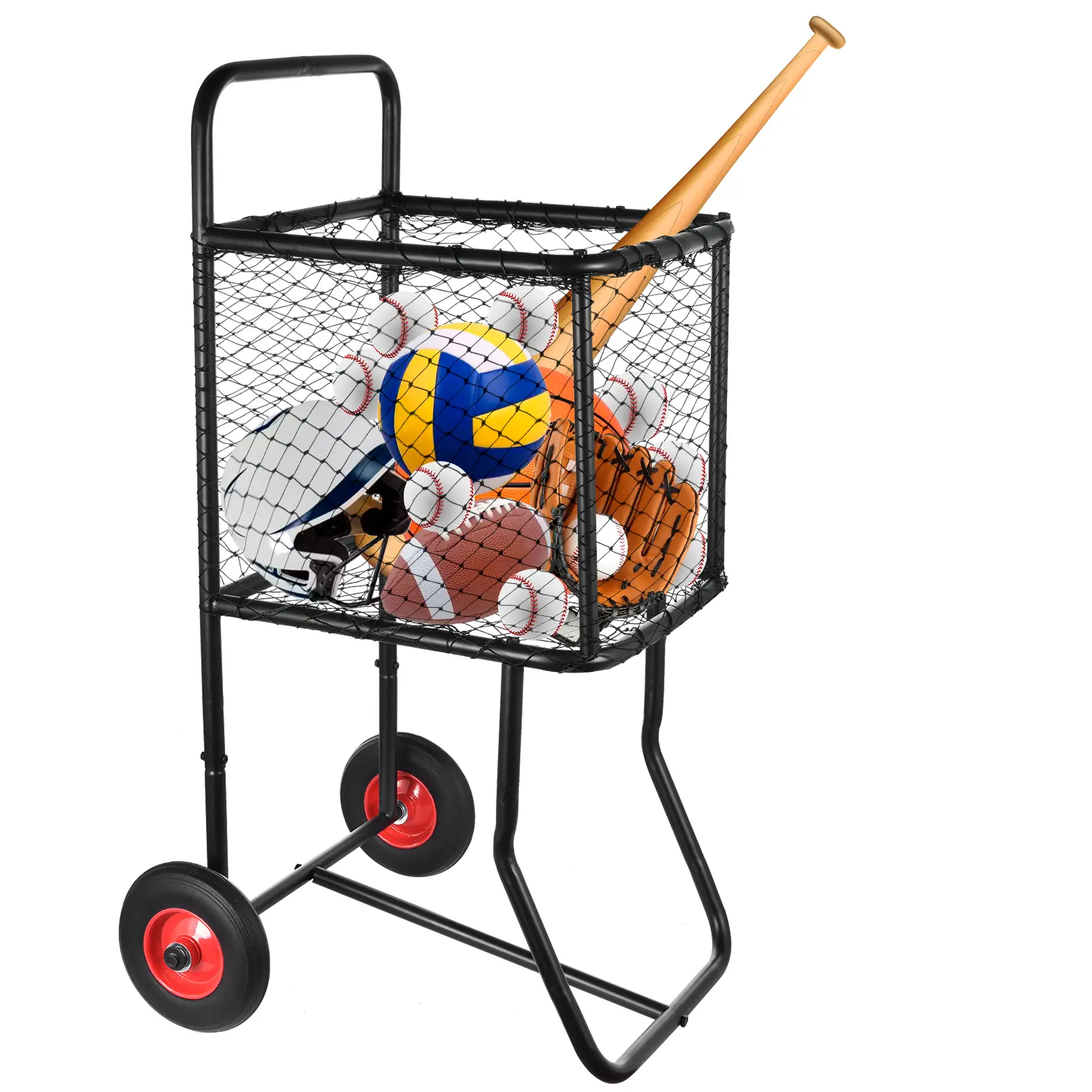 Baseball Cart Sports Ball Locker with Wheels Heavy Duty Rolling Softball Holder Large Storage Rack for Gym School Gym Club Use