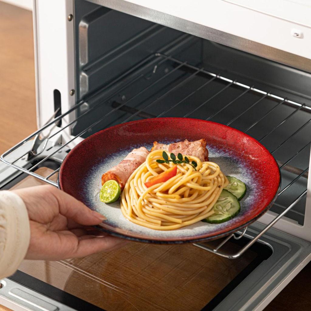 4/8-piece ceramic dinnerware set, Western style, suitable for 1-2 people, kiln-fired ceramic, ink-red, includes steak plate, salad bowl, cup, microwave-safe, machine-washable