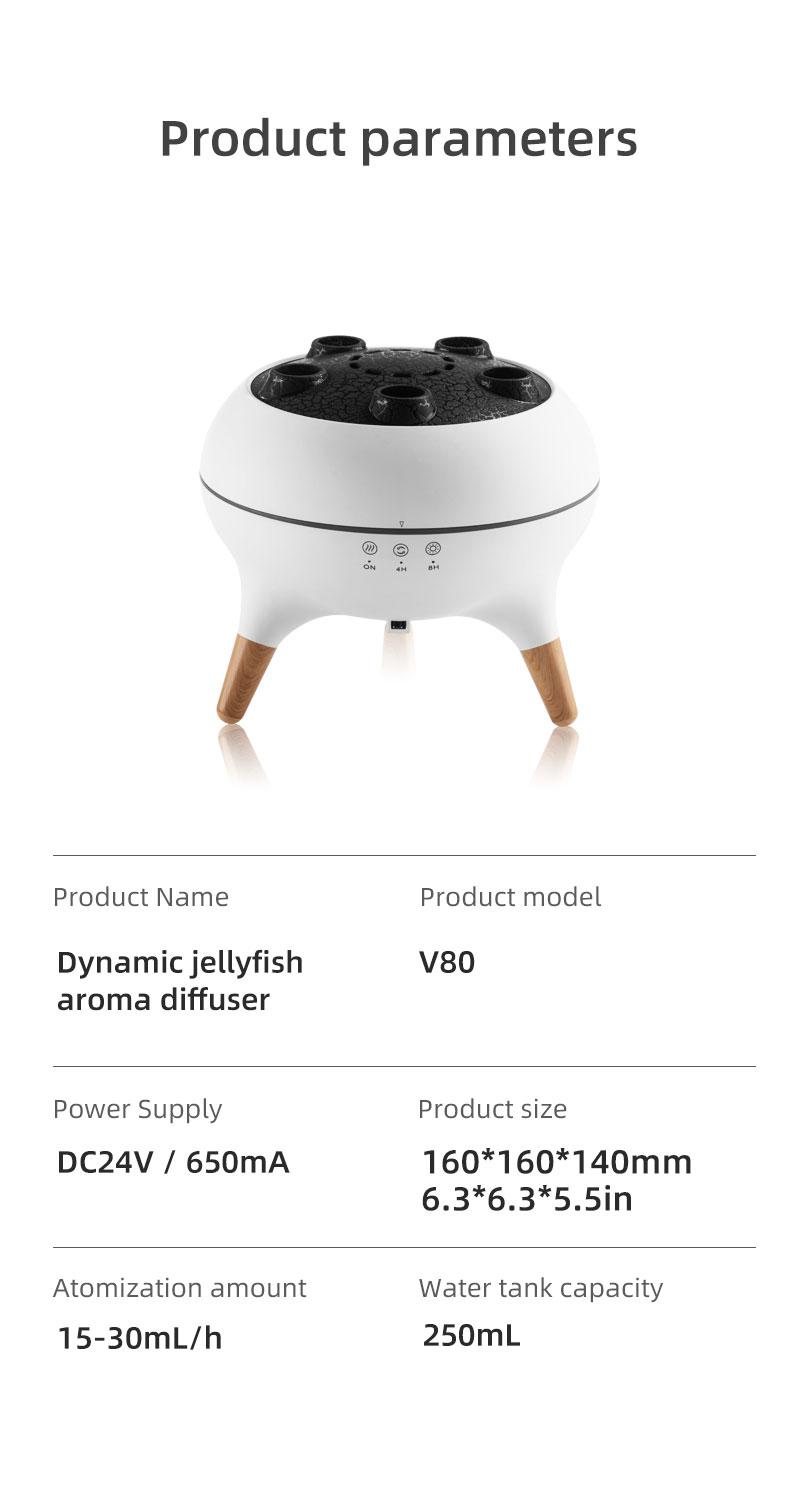 New dynamic multi-spray aromatherapy machine desktop flame humidifier household large fog colorful light remote control aroma diffuser Jellyfish Aroma jellyfish diffuser Multifunction