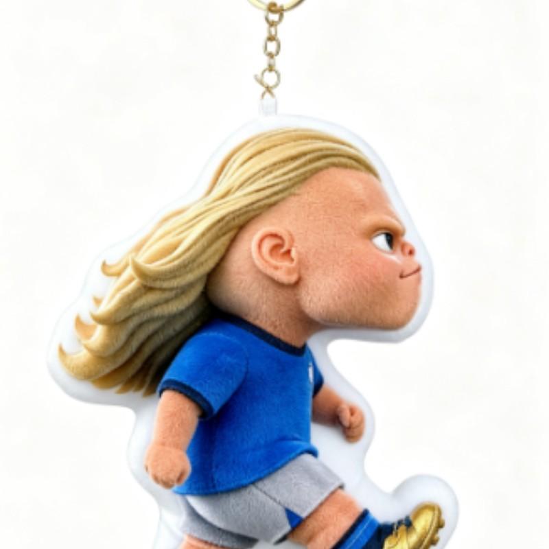 Football World Cup Star Plush Toy Harland Doll, Bag Pendant Stuffed Animal Keychain Charm, Memorial Gift, Collectible Souvenir