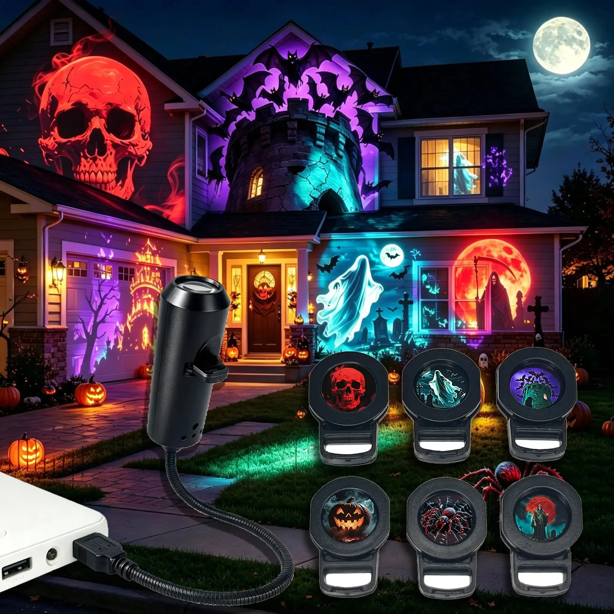 10pcs Patterns LED Projection Light, LED Dream Projection Night Light 360° Rotatable, Rotation Star Projector, Starry Projector, Starry Sky Projector, Starlight Projector, USB-Powered, Home Decor Light, Suitable for Room, Bedside, Ceiling Decor