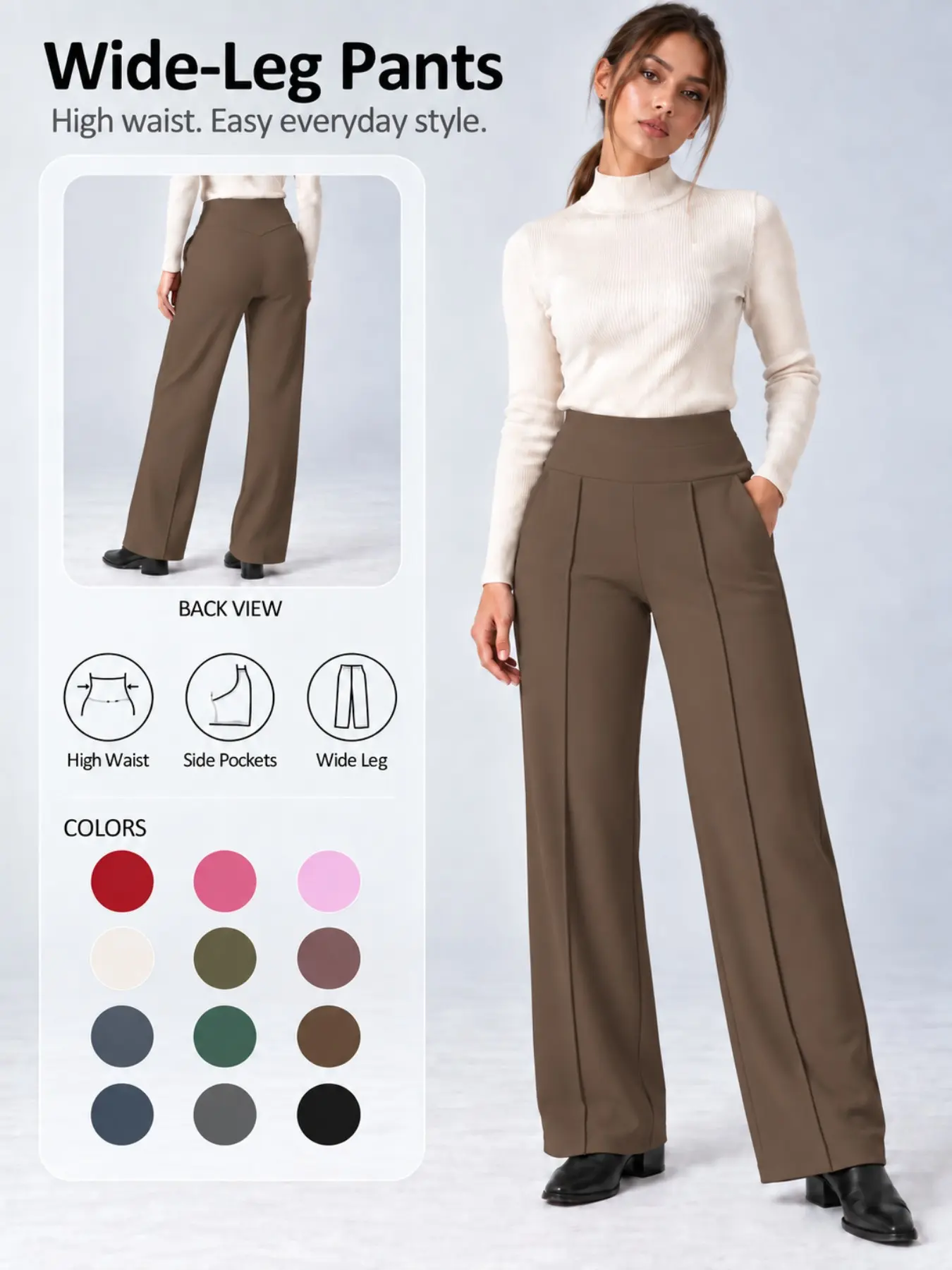 Women's High Waist Yoga Pants, Sporty Loose-Fit Cargo Trousers, Elastic Waist, All Seasons, Suitable for Home & Outdoor Activities