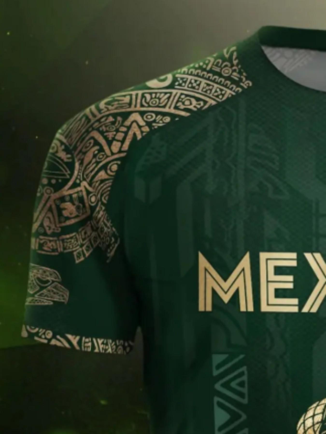 Men's Mexican Eagle Snake Aztec Football Jersey, Tribal Style Sporty Round Neck Short Sleeve Top, Loose-Fitting Geometric Pattern
