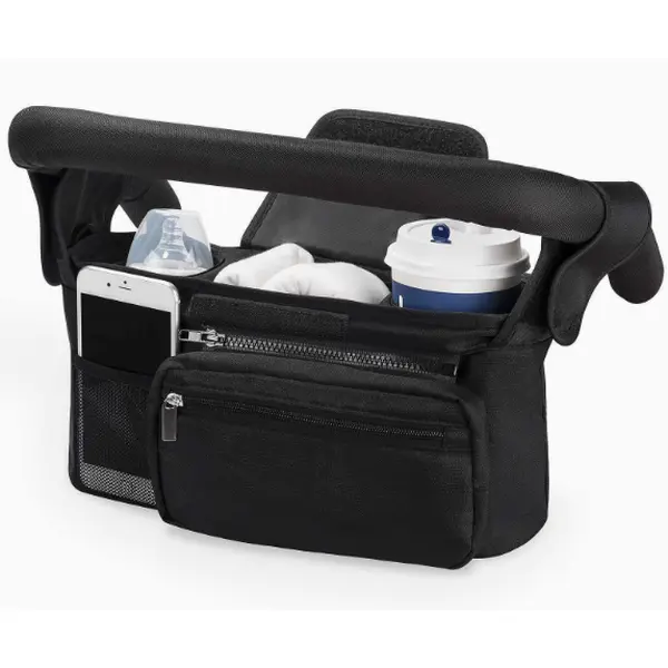 Universal Stroller Organizer Bag with Insulated Cup Holders & Detachable Phone Pouch – Fits Uppababy, Nuna, Bugaboo & Pet Strollers