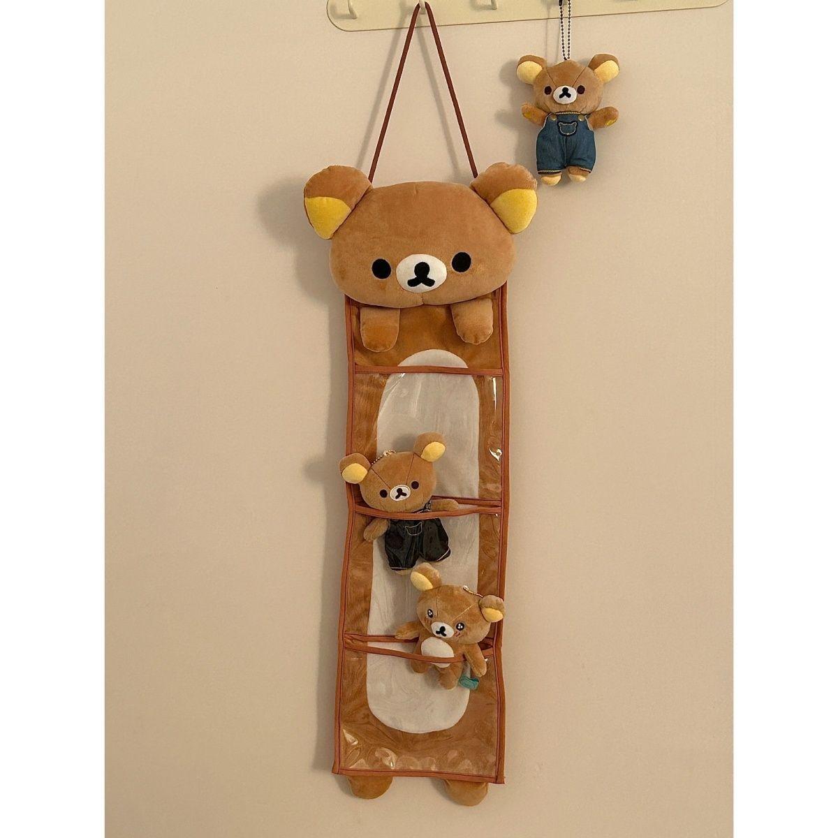 Kawaii Rilakkumas Wall Hanging Storage Bag Cartoon Rilakkumas Bear Door Hanging Bag Large Capacity Sundries Storage Bag Gift