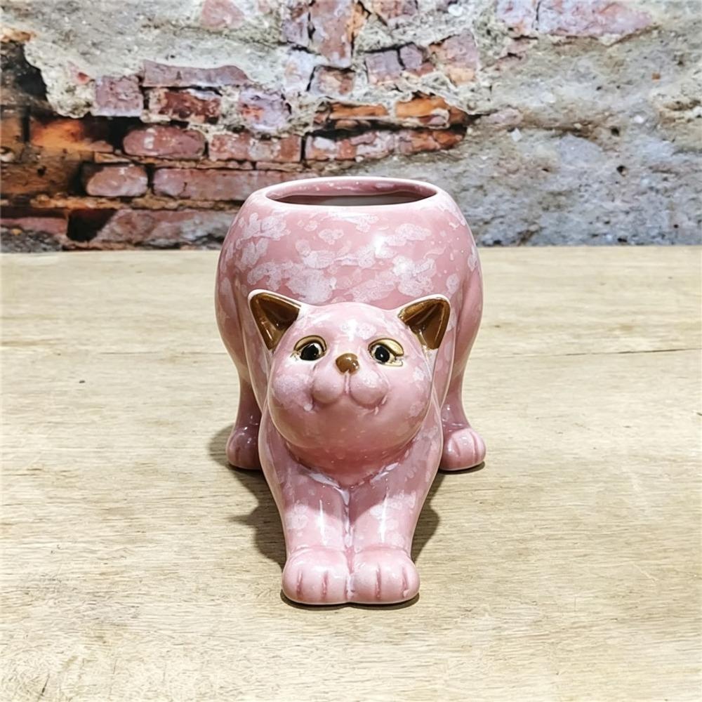 Cute Cat Planter Pot with Drainage Hole Succulent Cactus Planter | Novelty Bonsai Flowerpot, , Cat Vase & Cat Flower, Desk Windowsill Shelf Decor Gift
