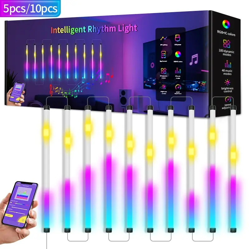 USB Smart RGB plus IC Music Sync LED Light, LED Ambient Lighting, Decorative Ambient Lamp, LED Mood Light, Seven-Color Sound-Responsive Atmosphere Lamp, Adjustable Lights, Suitable for Living Rooms, Gaming Setups and Studios