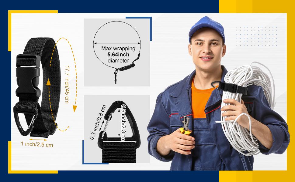 GJANSH 10 Pack 17 Inch Adjustable Extension Cord Holder Organizer with Triangle Clips for Garage Organization and Storage Heavy Duty Extension Cord Hanger for Men Workshop (Black)