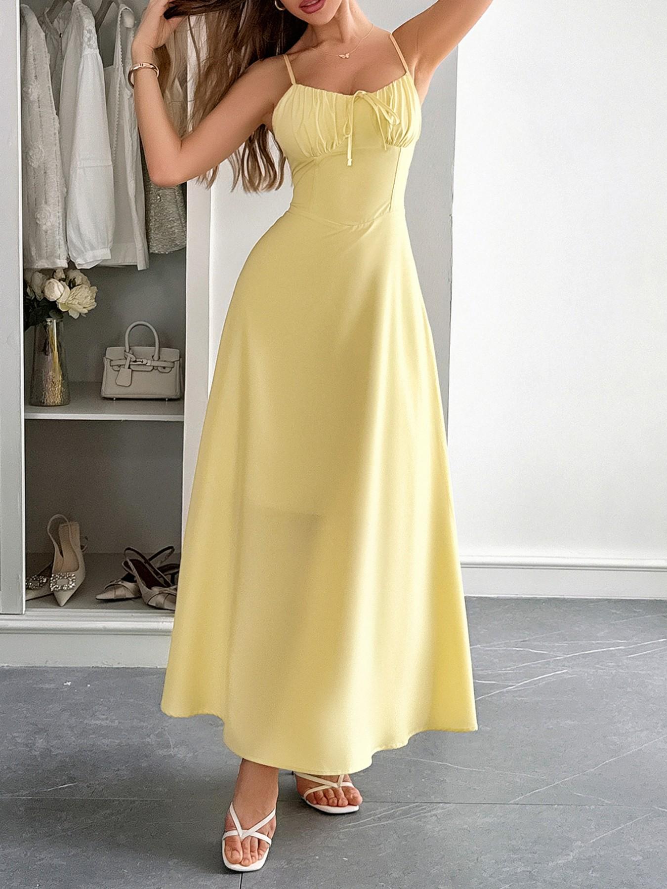 French Style Elegant Bust Ruched Tie Back Cross Strap Sleeveless Halter Lady Dress, Chic No-Sleeve Design, Perfect for Special Occasions, Womenswear - TikTok Shop French Style Elegant Bust Ruched Tie Back Cross Strap Sleeveless Halter Lady Dress, Chic No-Sleeve Design, Perfect for Special Occasions, Womenswear - TikTok Shop