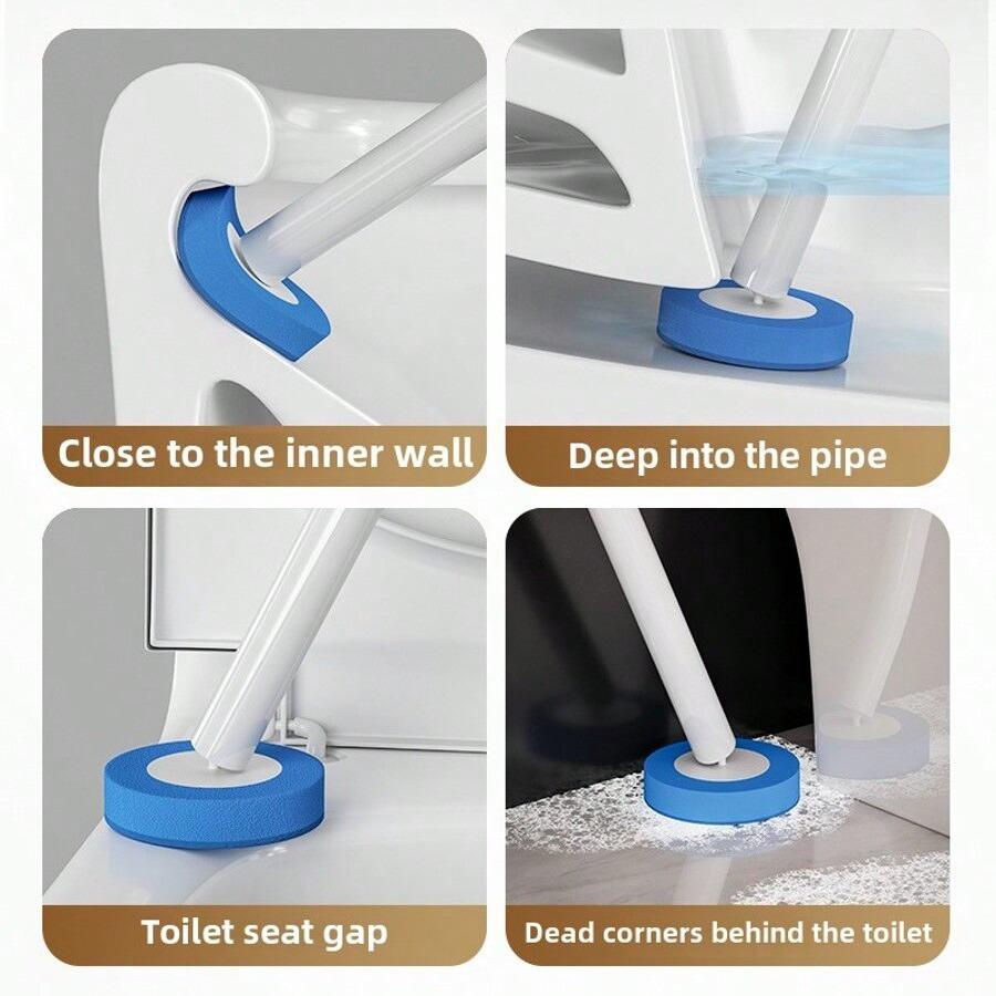 Disposable Scented Toilet Brush Set with 8 Replacement Heads, Bathroom Cleaning Tool, No-Dead-Corner Cleaner, Back-To-School Supplies