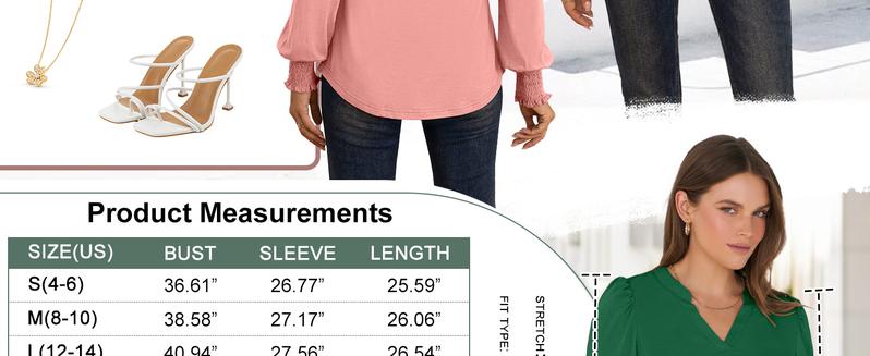 ANRABESS Women's Puff Long Sleeve Shirts V Neck Loose T-Shirts Dressy Casual Work Blouses 2025 Fall Tops Trendy Clothes Outfits Womenswear