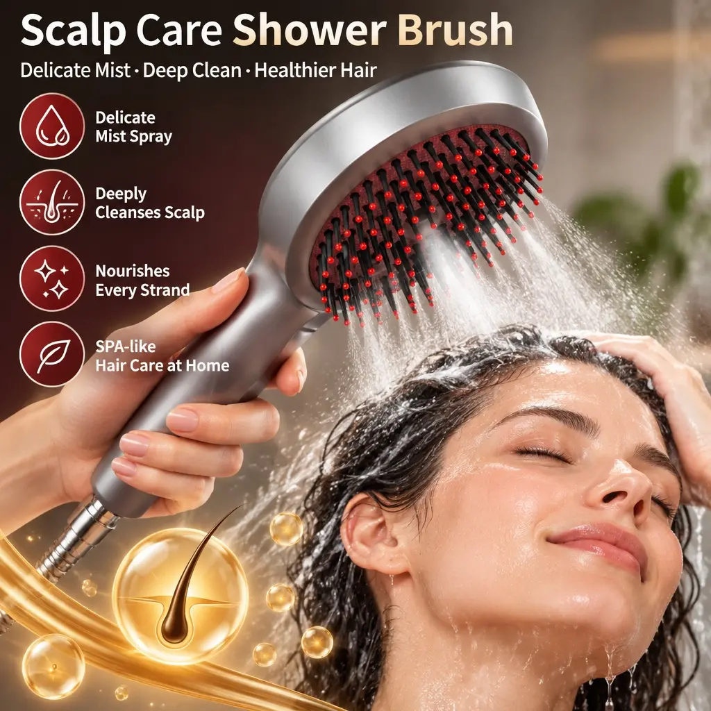 Women Electric Spray Massage Hair Comb, Red Light Scalp Care Air Cushion Brush, High‑Frequency Vibration Moisturizing Spray Comb Anti‑Static for Long Hair Styling