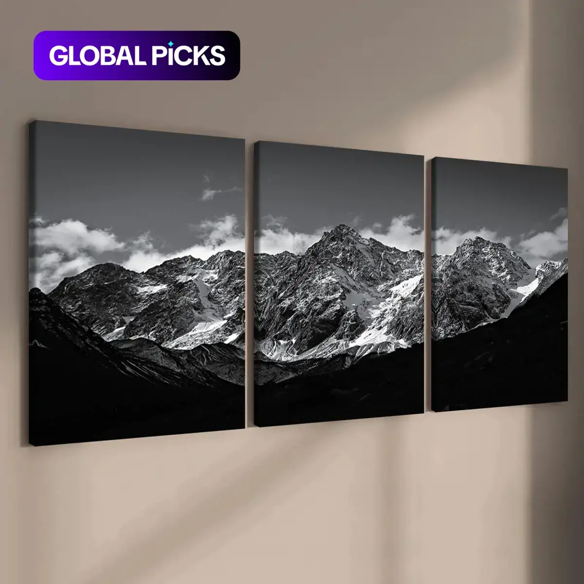 Wooden Framed Canvas Painting, 3 Counts/Set, Artistic Natural Landscape Pattern Poster, Wall Art Decor for Home, Living Room, Bedroom & Office