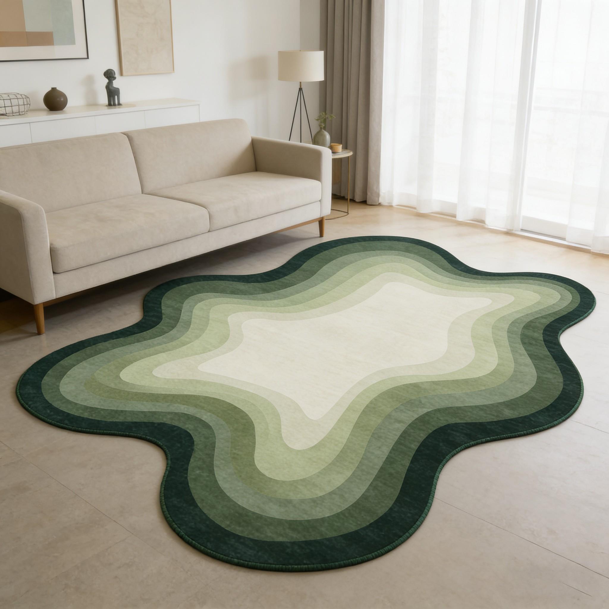Gradual Cloud Rug, Irregular Abstract Line Mat, Soft Comfortable Non-, Ideal for Living Room Bedroom Bathroom Kitchen Corridor Home Decor