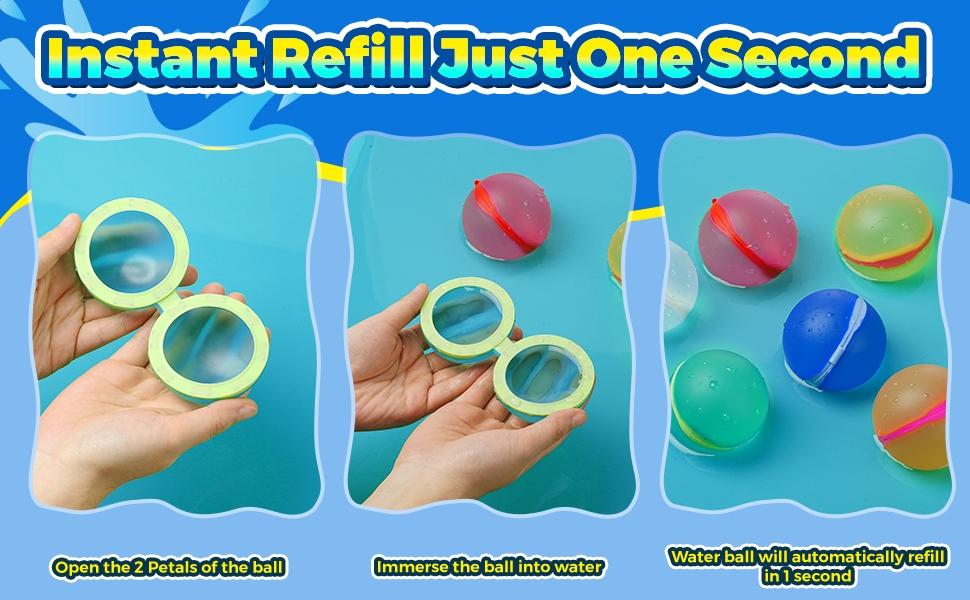 12Pcs Reusable Water Balloons, Pool & Beach Water Toys for Boys and Girls, Outdoor Summer Toys for Kids Ages 3-12（Colors Randomly Assorted）