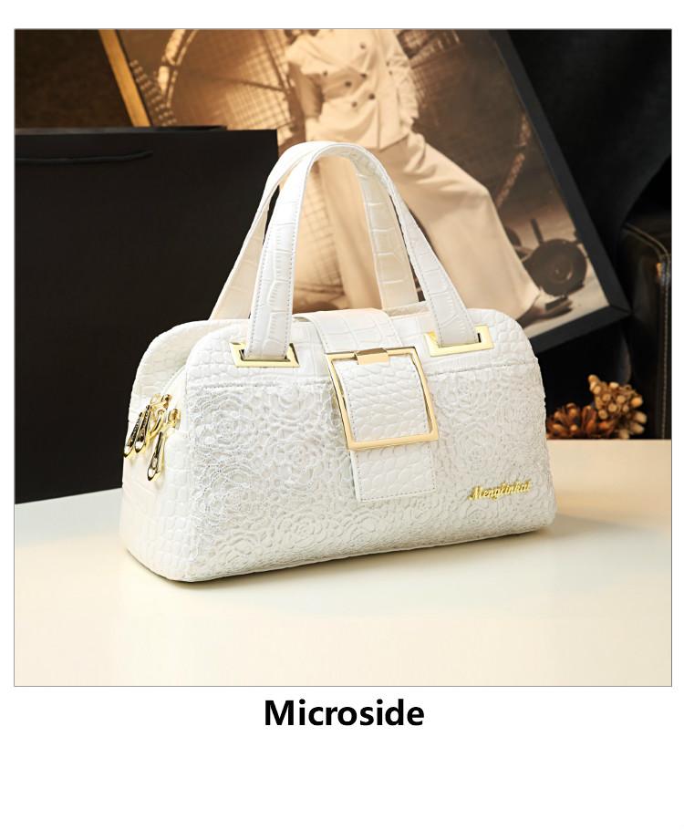 2026 New Bordeaux Boston Bag, Lace Crocodile Texture Embossed Pillow Bag, Luxury Handbag for Women, Crossbody Shoulder Bag