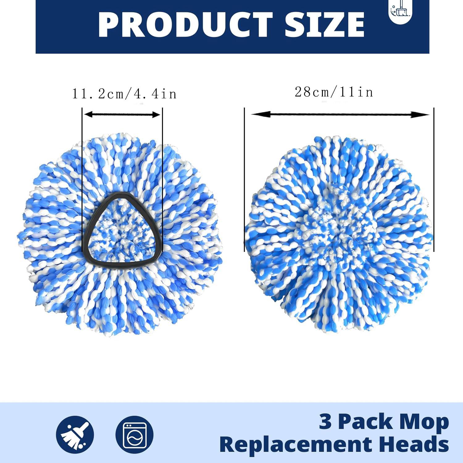 Spin Mop Head Replacement, 3-Pack Microfiber Refill Heads for Rinseclean 2-Tank System, Cleaning Accessories