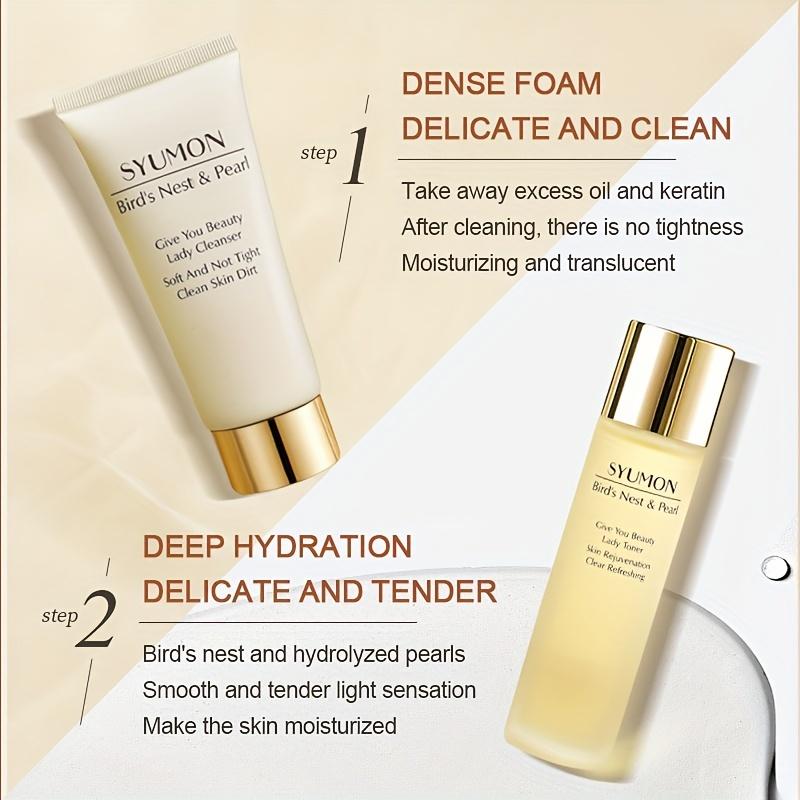 Bird's Nest  Anti-Aging Skincare Set Gently Care For The Skin A Complete Skincare Routine Beauty Skincare Gift Set, Including Face Mask，Lady Cream，Cleanser, Toner, Lotion, Essence, Cream, Eye Cream, Suitable For Wife, Ladies, Mother's Day, Valentine's Day