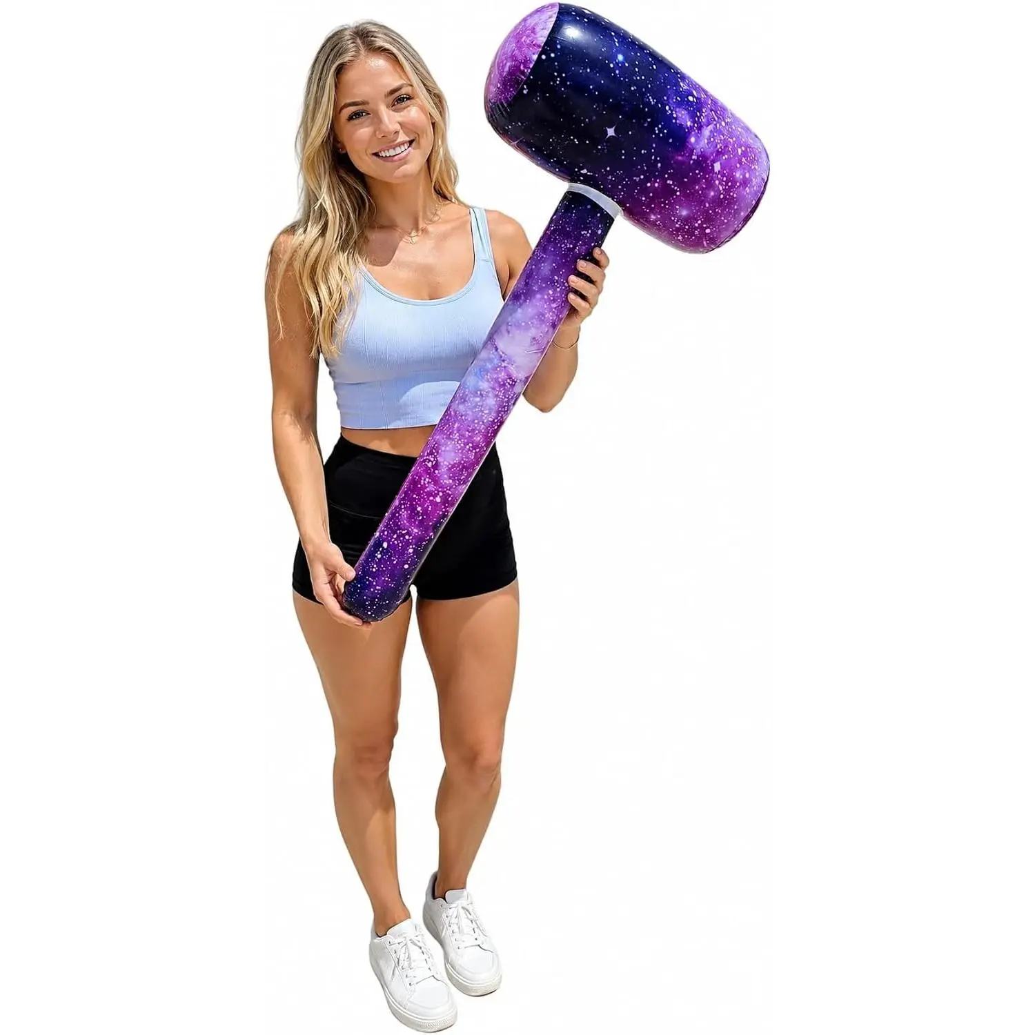 Galaxy Print 32 Inch Vinyl Inflatable Mallet Hammers for Pool Beach Party Science Theme 2 Pack