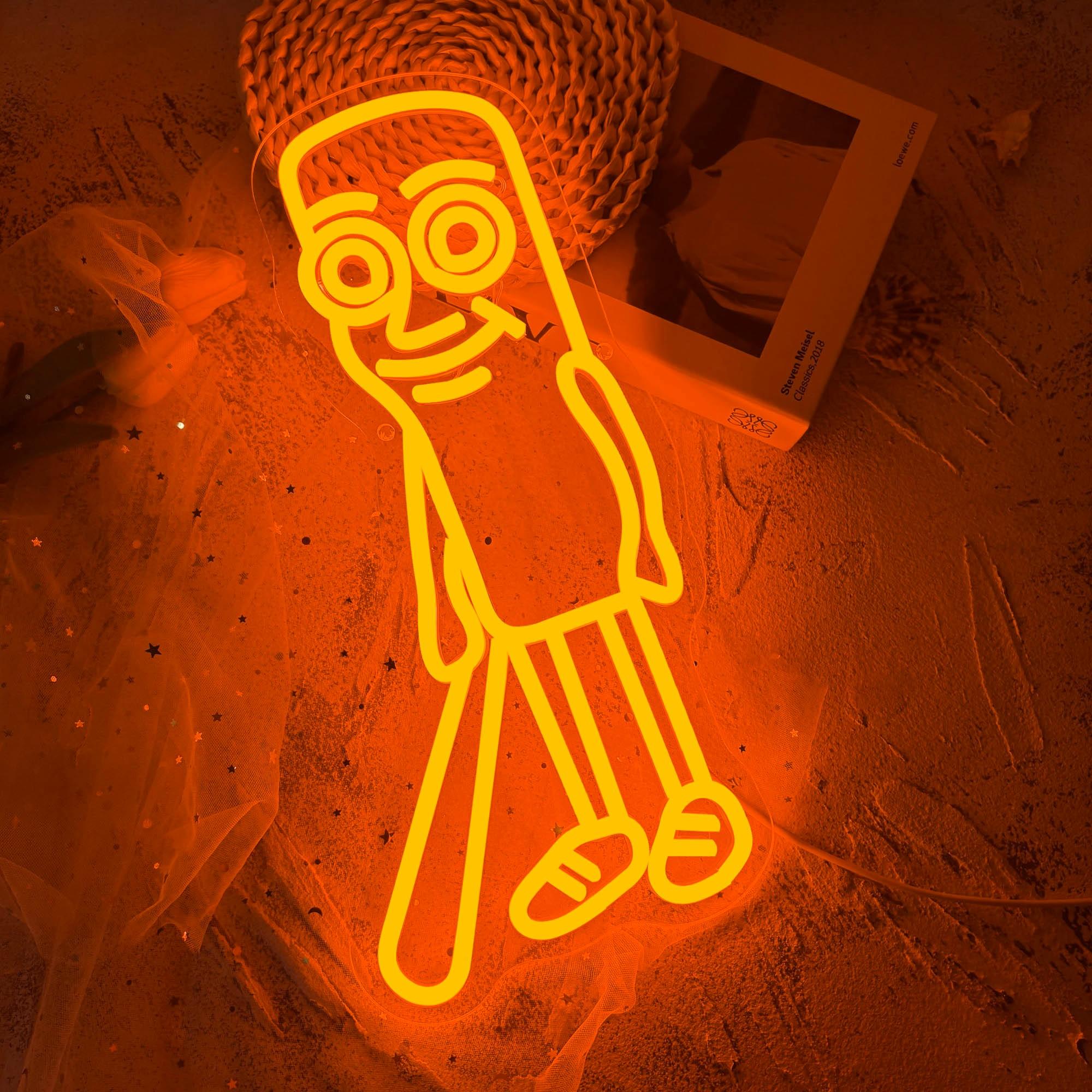 Italian Brainrot Neon Sign, Tung Tung Tung sahur Neon Light Dimmable Funny Figures Neon Light Stick Person Tire Person Wall Sign for Bedroom Club Cafe Bar Collectors Aesthetic Décor Funny Fans Gifts(12.9*12.2in)