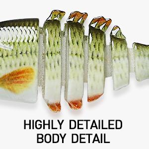 TRUSCEND Easy Catch SwimMax Lures with BKK Hooks 3D Realistic Eyes ABS Material 6 Segments for Bass Trout Walleye Ultra Sharp Treble Hooks Lifelike Fishing Baits TRUSCEND Easy Catch SwimMax Lures with BKK Hooks 3D Realistic Eyes ABS Material 6 Segments for Bass Trout Walleye Ultra Sharp Treble Hooks Lifelike Fishing Baits