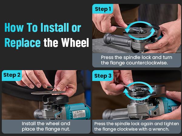 【SEESII】 Cordless Angle Grinder Kit with 2x4.0Ah Batteries, 10000RPM Brushless Electric Metal Grinder w/ 4-1/2" Cutting Wheel, Flap Wheel, and Wool Carving Wheel for Precision Cutting & Grinding