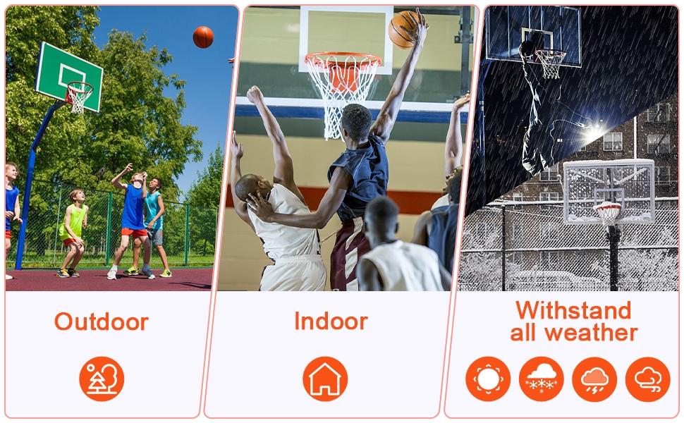 Professional Basketball Net Replacement, Durable Net, All-Weather Anti-Swing, Suitable for Standard Indoor Outdoor Hoops, 12 Rings