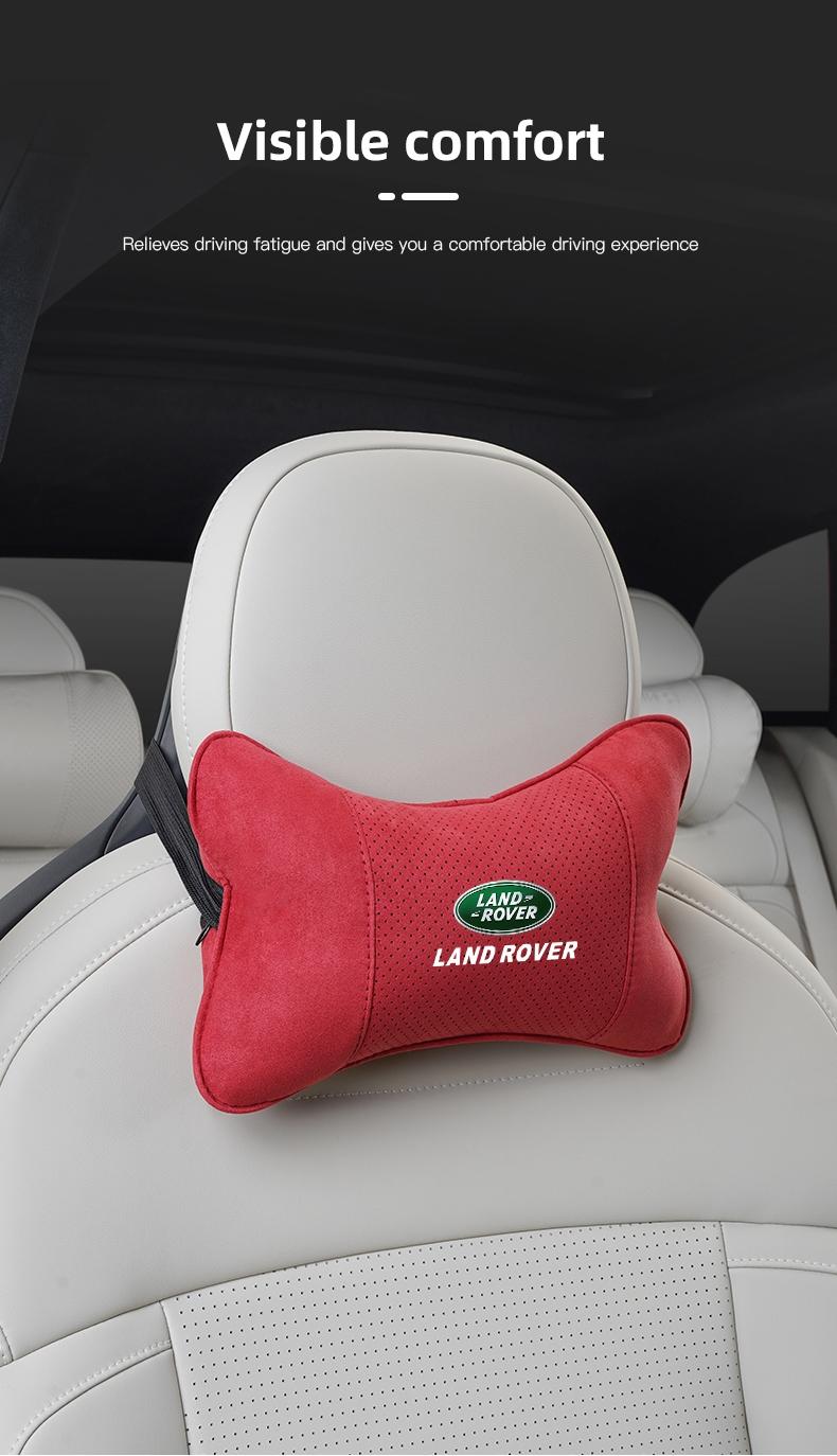 Car Suede Headrest Neck Support Auto Seat Accessories For Land Rover Range Rover Evoque Velar Defender Discovery Freelander Land Cruiser