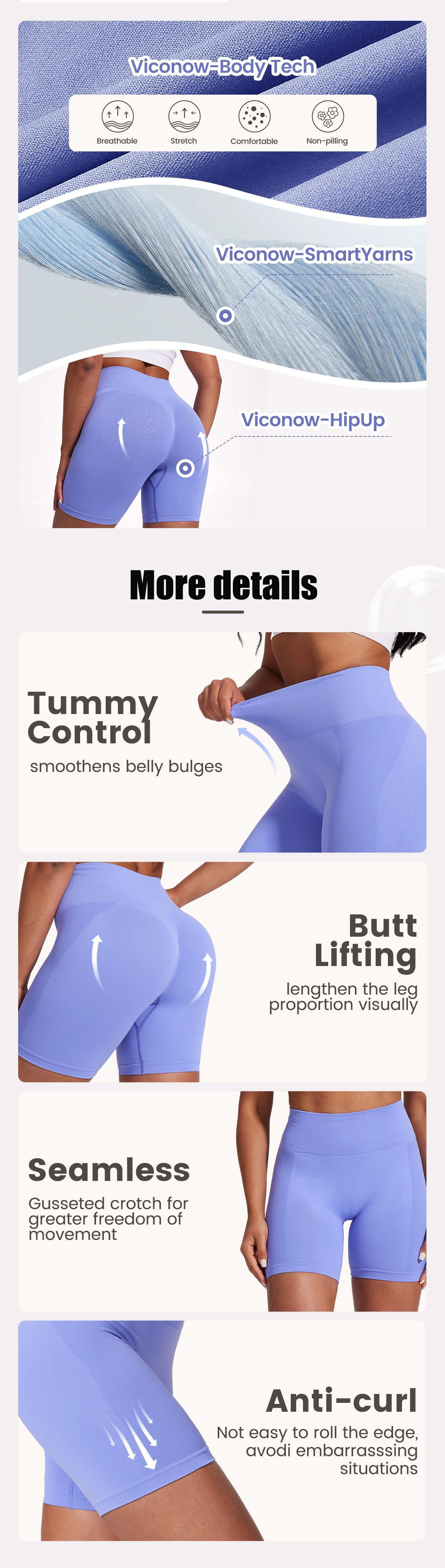 VICONOW Shorts for Women - 8 Inch High Waist Tummy Control Bike Shorts for Gym Workout Athletic Running Yoga