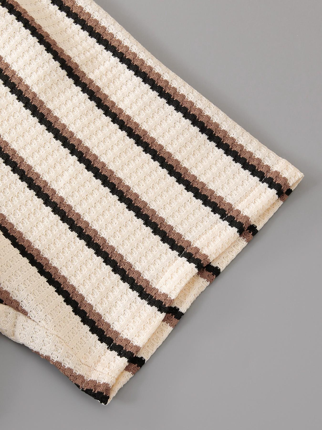 Boys' Summer New Set, Fashion Striped Button Shirt with Lightweight Breathable Shorts, Casual Loose-Fit Suit, Perfect Gift Option