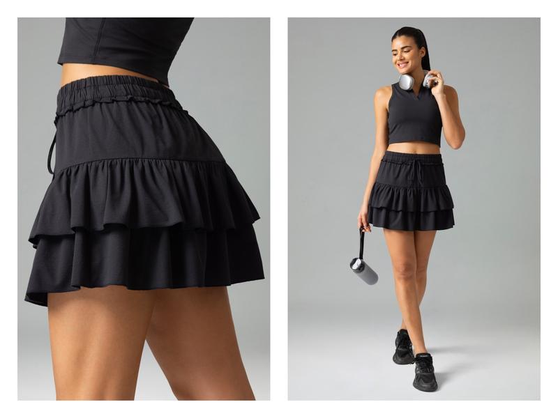 Colorfulkoala Women's Sorona Sweet-Sport 3-Layer Skirt with Built-in Safety Shorts