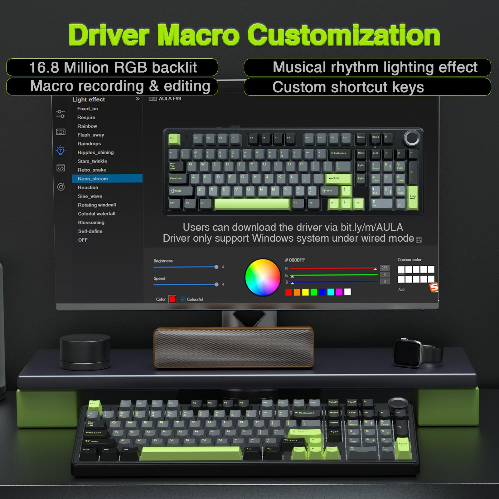 AULA F99 Pro Wireless Gaming Mechanical Keyboard with Knob Control, Tri-Mode BT5.0/USB-C/2.4GHz Hot Swappable Custom Keyboard,Pre-lubed Linear Switches,Gasket Structure,RGB Backlit Computer Gaming Keyboards PC Accessories   TikTokShopfalldealsforyou