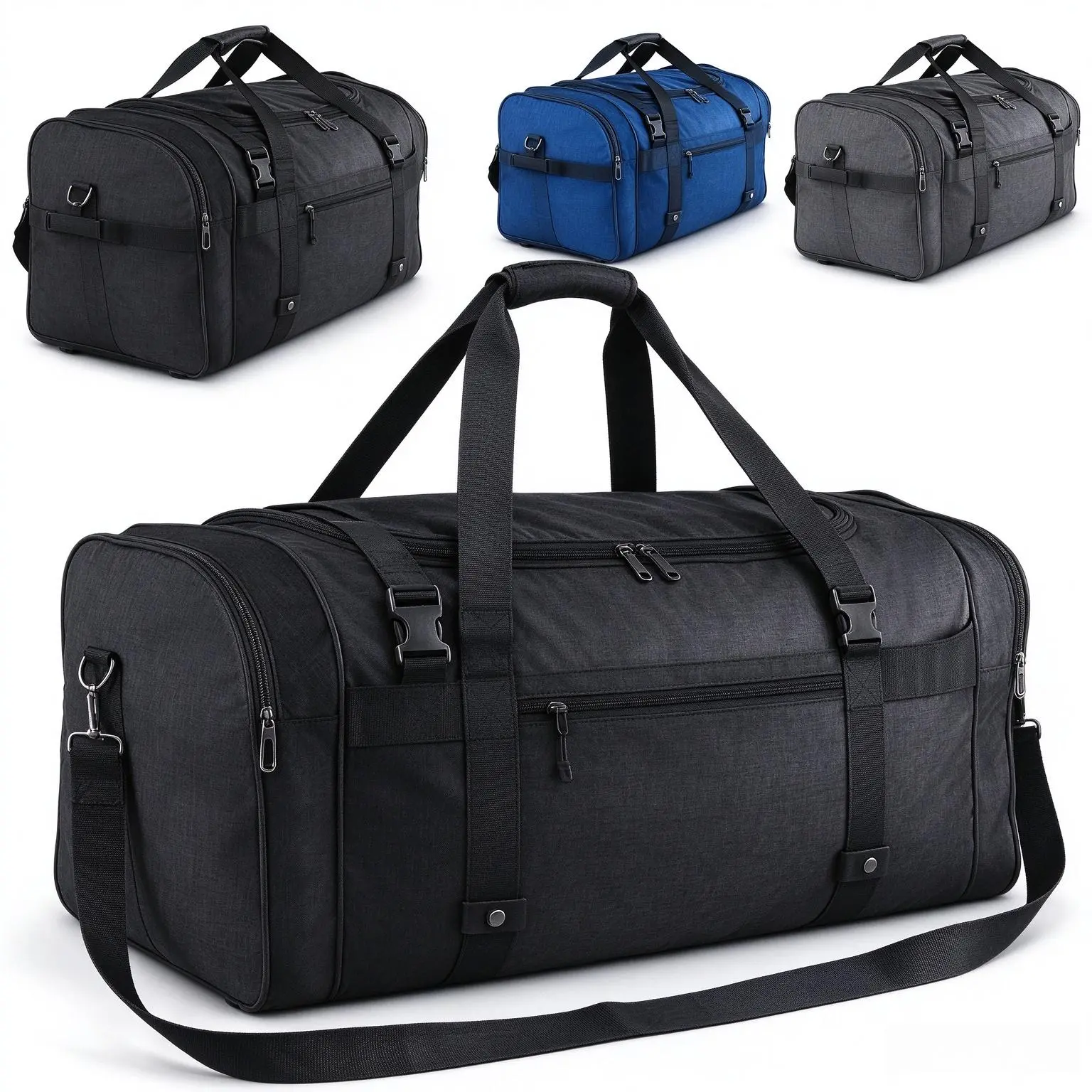 70L Large Duffle Bag for Travel - Men & Women, Foldable Gym Duffle Backpack, Heavy Duty Canvas Duffel Weekender Luggage Bags, Crossbody/Handheld with Multiple Pockets Portable for Camping Outdoor Activities