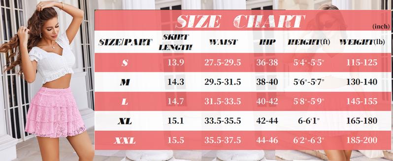 Avidlove Women Pleated Mini Skirt Lace Ruffles Short Skirt High Waisted Floral Layered Skirts